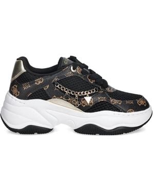 Guess Harpaa Logo Print Chain Trainers - Black