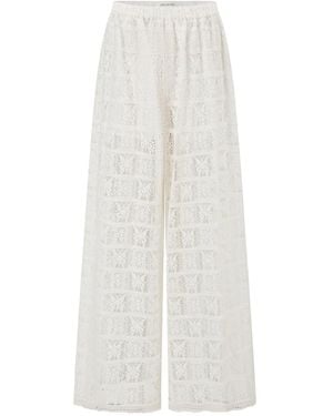 Into The East Floral-Embroidered Trousers - White
