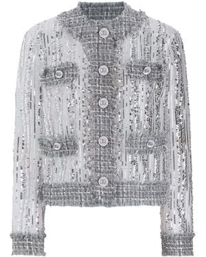 Dolce & Gabbana Tulle Gabbana Jacket With Sequin Embroidery - Grey