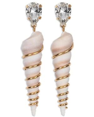 Jennifer Behr Pendientes Zingaro Con Colgante De Concha - Blanco