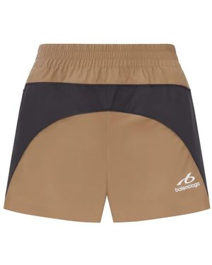Balenciaga Logo-Print Panelled Running Shorts - Blue