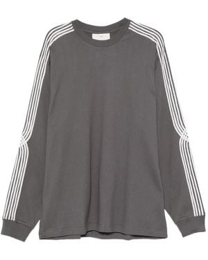 Song For The Mute Stripe-Detail Crew-Neck Sweatshirt - Grey