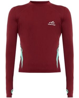 Balenciaga Logo-Print Raglan-Sleeve T-Shirt - Red
