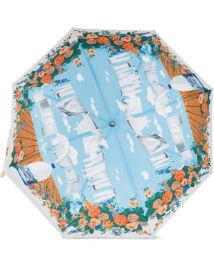 Moschino Paraplu Met Bloemenprint - Blauw