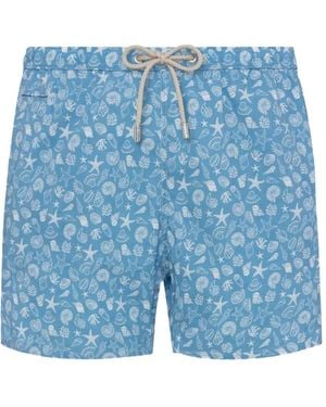 MC2 Saint Barth Comfort Light Seashell-Print Swim Shorts - Blue