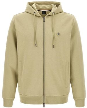 BOSS Double B Monogram Zip-Up Hoodie - White