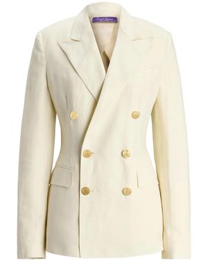 Ralph Lauren V-Neck Linen Blazer - Natural