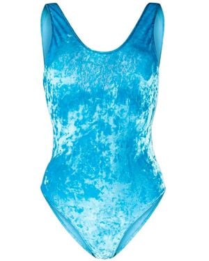 forte_forte Scoop-Neck Velvet Swimsuit - Blue
