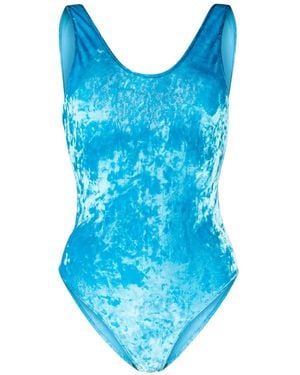 Forte Forte Scoop-Neck Velvet Swimsuit - Blue