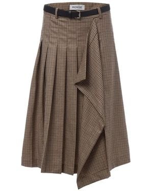 Monse Pleated Wrap Midi Skirt - Brown
