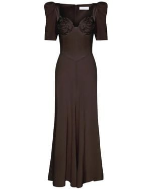 Violante Nessi Baccarat Sweetheart-Neckline Maxi Dress - Brown