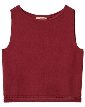 Twinset Knit Top With Fringes - Red