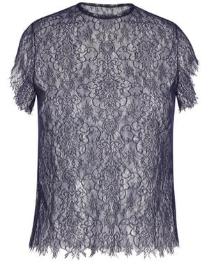 PAULINE DUJANCOURT Lace-Embroidered T-Shirt - Blue