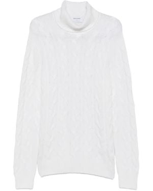 Gran Sasso Cable-Knit Roll-Neck Sweater - White