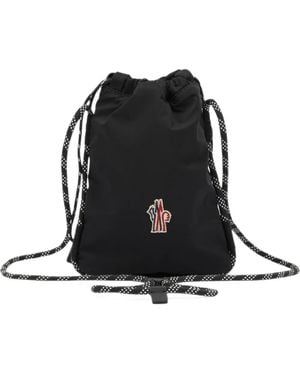 Moncler Makaio Logo-Patch Drawstring Cross Body Bag - Black