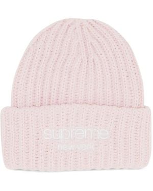 Supreme Classic Logo Chunky Ribbed Beanie - Pink