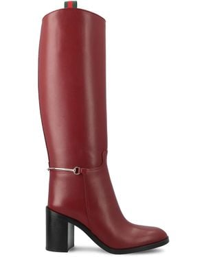 Gucci 85Mm Horsebit-Detail Knee-Hight Boots - Red