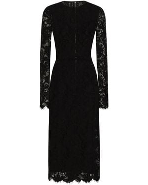 Dolce & Gabbana Abito Midi A Fiori - Nero