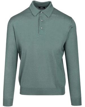 Fedeli Long-Sleeve Polo Sweater - Blue