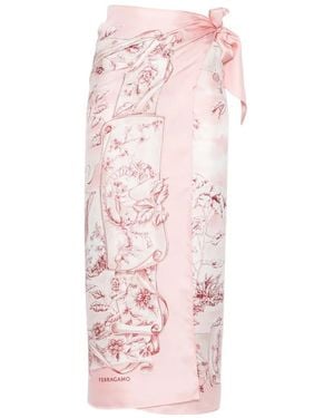 Ferragamo Seiden-Pareo Mit Voyage-Print - Pink