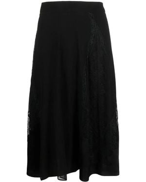 Alberta Ferretti Lace-Insert Detail Skirt - Black