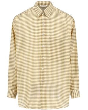 AURALEE Camicia Airy A Quadretti - Neutro