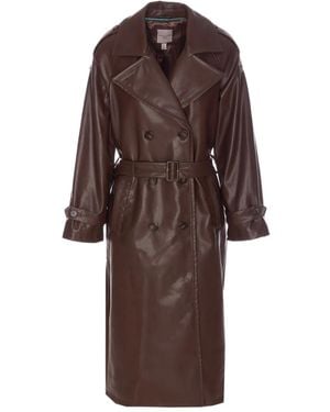 Urbancode Double-Breasted Belted Trench Coat - Brown