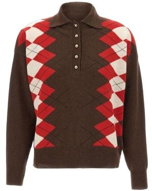 Marella Sequoia Argyle-Pattern Sweater - Red