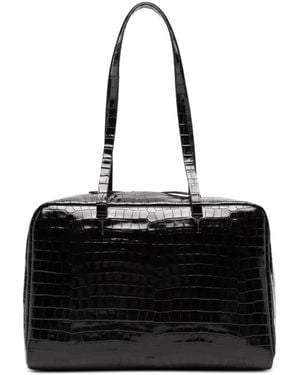Alysi Borsa Tote Bowling Effetto Coccodrillo - Nero