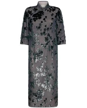 Pierre Louis Mascia Vefio Floral-Detail Midi Dress - Black