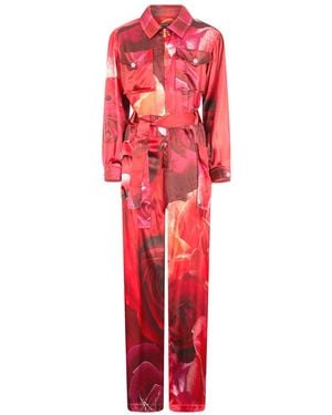 Roberto Cavalli Floral-Print Jumpsuit - Red