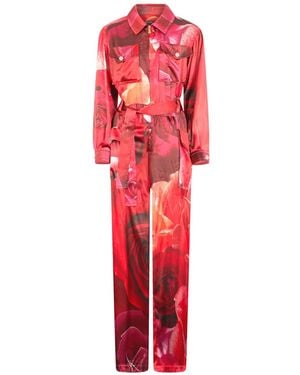 Roberto Cavalli Floral-Print Jumpsuit - Red