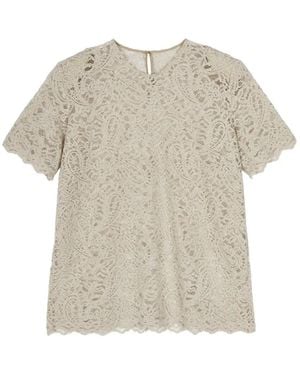 JNBY Short-Sleeved Lace T-Shirt - White