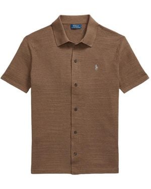 Polo Ralph Lauren Logo-Embroidered Textured Shirt - Brown