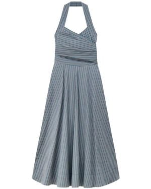 A.L.C. Magnolia Striped Halterneck Midi Dress - Blue