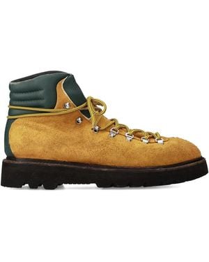 Premiata Lace-Up Paneled Boots - Brown