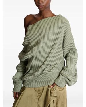 Balmain Jersey Asimétrico De Canalé - Verde