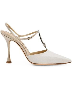 Manolo Blahnik Truta Crystal-Embellished Pumps - White