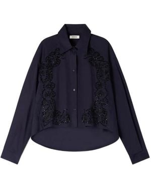 Sandro Floral Embroidered Shirt - Blue