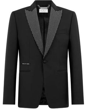 Philipp Plein Embellished Buttoned Blazer - Black