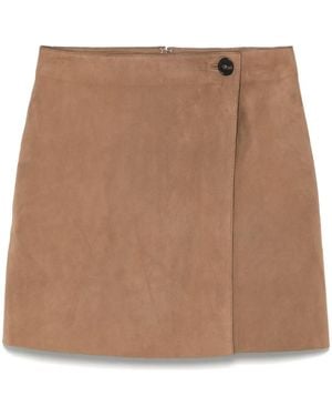 Yves Salomon Suede Mini Skirt - Brown