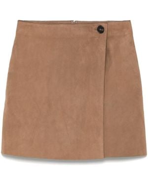 Yves Salomon Suede Mini Skirt - Brown