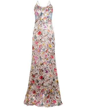 Roberto Cavalli Floral Print Slip Dress - White