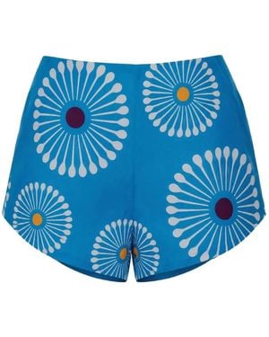 Cala De La Cruz Bahamas Floral-Print Shorts - Blue