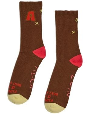 ALEX ZONO Star Intarsia Socks - Brown