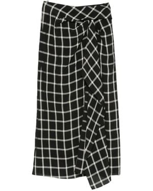 Erdem Check-Pattern Midi Skirt - Black