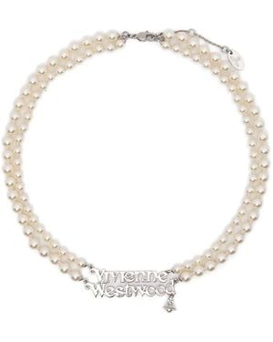 Vivienne Westwood Amelia Halsketting Met Logo - Wit