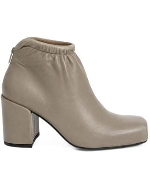 AALTO Ruched Block-Heel Ankle Boots - Gray