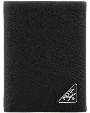 Prada Logo-plaque Leather Wallet - Black