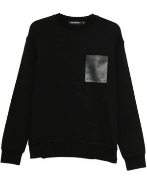 Karl Lagerfeld Leather-Pocket Sweatshirt - Black